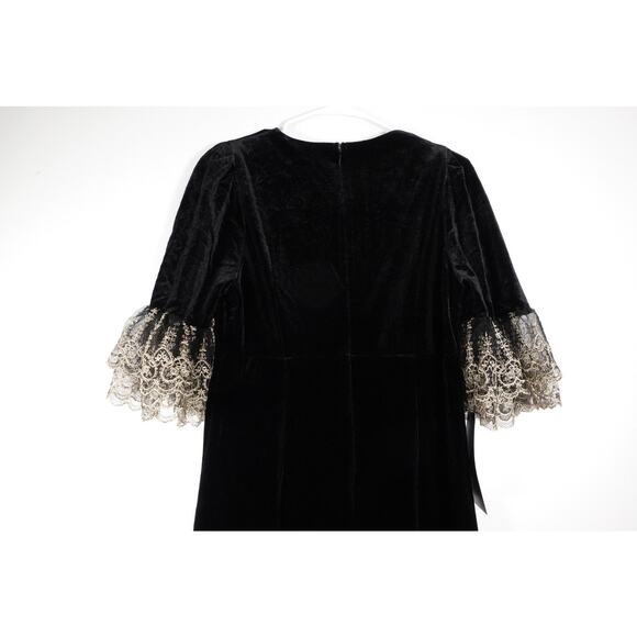 New Tuckernuck Pomander Place Velvet Gold Lace Lillith Midi Dress Small 1952-W - Picture 9 of 13